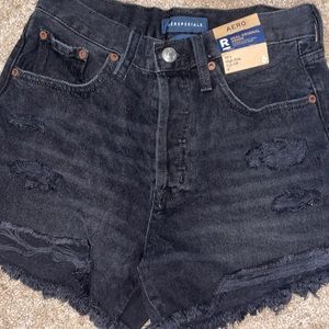 90s high rise cut off black areo jeans, size 6